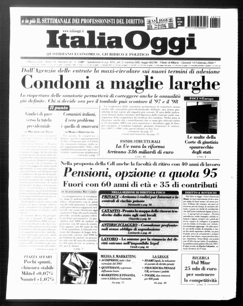 Italia oggi : quotidiano di economia finanza e politica